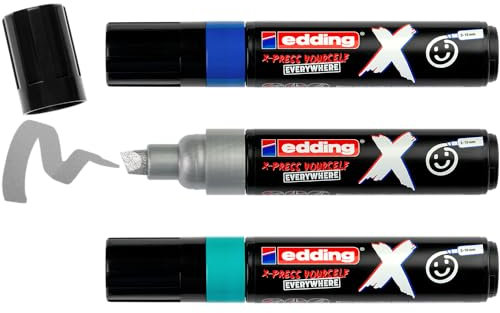 edding X Multimarker - Ocean Colour Set - 3 Multimarker mit pigmentierter Tinte auf Wasserbasis - Keilspitze 2-10 mm - Multimarker für T-Shirts, Sneaker, Handyhüllen und mehr