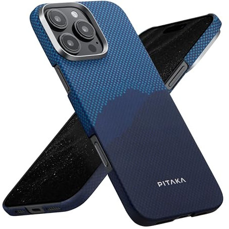 pitaka Hülle für iPhone 16 Pro Max Ultradünne Handyhülle aus Aramidfaser Kompatibel mit Magsafe Magnetische Schutzhülle Taktile Gewebte Hülle mit Angenehmem Griff Über dem Horizont