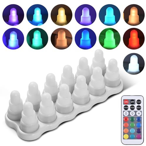 Kavolet 12pcs flammenlose flackernd LED Kerzen mit Fernbedienung 13 Farben 7 Helligkeiten 4 Modi USB-betrieben wiederaufladbar künstliche Kerzen für Partys Jahrestage Hochzeiten Festivals Dekoration