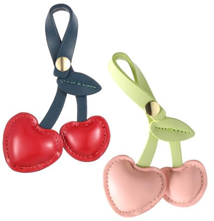 Yuanchu 2Pcs Kirsche Tasche Charms, niedlich PU Kirsche Schlüsselanhänger Tasche Zubehör für Handtaschen Taschen Handtaschen rot rosa Kirsche Tasche Charme Schlüsselanhänger