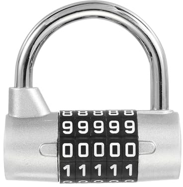 PATIKIL Combination Padlock, 5 Digit Gym Locker Lock Zinc Alloy Password Safety Padlock Keyless for Sports Locker Fence Toolbox Case Drawer, Silver