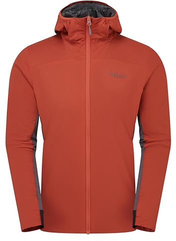 Rab Men's Xenair Alpine Flex Jacket - Hooded Synthetic Insulated Coat for Hiking & Mountaineering - Tuscan Red - Medium
