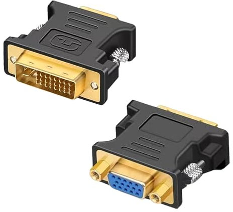 2 Piezas Adaptador DVI a VGA, 24+5 Convertidor DVI a VGA, DVI Macho a VGA Hembra, Conversor Full HD 1080P para PC Tarjetas Gráficas Laptops Proyectores Monitores CRT Antiguos y Otros Dispositivos VGA