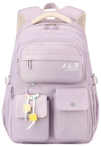 Amythe Schulrucksack Teenager, Rucksack Mädchen & Damen, 38 Liter Tagesrucksack Viele Fächer mit 15,6 Laptopfach, Leichter College Schulranzen für Mädchen, Lässiger Reiserucksack -Lila