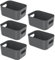 ZENO Plastic Storage Baskets 5 Pack | Small Storage Box | Plastic Basket | Small Storage Baskets With Strong Handles | Baskets For Storage for Bathroom, Kitchen, Bedroom | Grey
