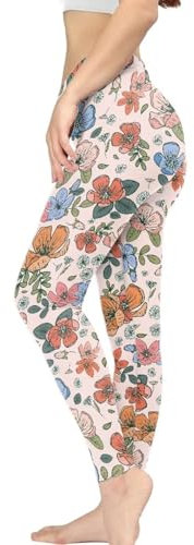 Kuiaobaty Schmetterlings-Yogahose für Damen, ethnische Streifen, Schildkröten, Sternennächte, dehnbare Leggings für Fitness, Mädchen, Strumpfhose, XS-3XL, Aquarellblume, S