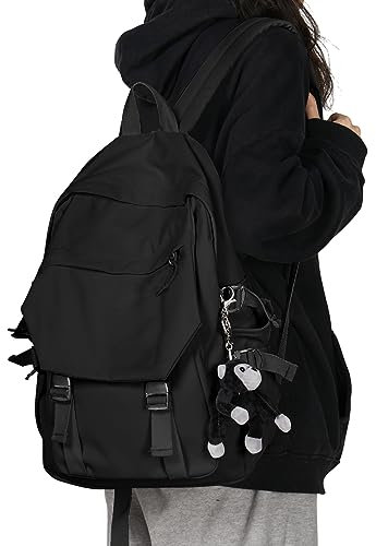 SZLX Schulrucksack Damen Leichte Schultasche Casual Daypack College Laptop-Rucksack für Männer Frauen Wasserfestes Reise Rucksack für Sports High School Backpack Teenager Schultaschen Mädchen,Schwarz