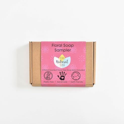 Floral Mini Soap Trial Box – 4 Handmade Vegan Soaps with Lavender, Rose Geranium | Botanical Scent Sampler Gift Set | Sustainable Self-Care