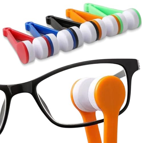 JEYORZY 5 Piezas Limpiador De Ojos, Limpiador De Gafas, Limpiador De Vidrio Portátil, Cepillo De Limpieza De Lentes Portátil De Microfibra