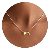 TINGN Halskette Damen Gold - 14K Vergoldete Kette mit Buchstaben Goldene Kette Herz Damen Frauen Schmuck Mädchen Initialen A-Z Geschenke für Frauen Mädchen Mama Geburtstag