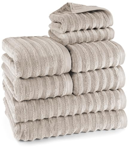Pure Label Handtücher Set 8-TLG 2x70x140 4x50x100 2x30x50 Taupe | Weich, saugstark und pflegeleicht – für ein angenehmes Gefühl jeden Tag