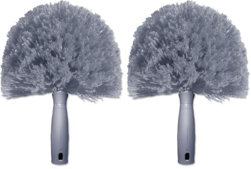 UNGER Spider Web & Cobweb Duster Brush - Internal or External - Fits Telescopic Poles - UNGER Cleaning Equipment, Grey, UNGCOBW0 (Pack of 2)