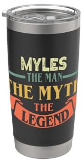 Myles The Man The Myth The Legend - Camiseta con nombre personalizado Vaso térmico de acero inoxidable de doble pared