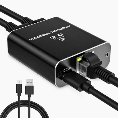 TAKUZA LAN Splitter 1 auf 2 Gigabit, RJ45 Ethernet Splitter 1000Mbps, Netzwerk Switch 2 Port, LAN Kabel Verteiler 1 auf 2 für Router, PC, Laptop, Smart TV, Hub, Switch
