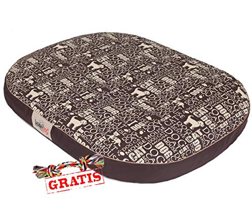 HobbyDog OVAL MOWNAP5 + Spieltau gratis Hundebett Ruheplatz Hundematratze Hundekissen Hundematte Schlafplatz (4 Verschiedene Größen) (XL (108 x 85 cm))