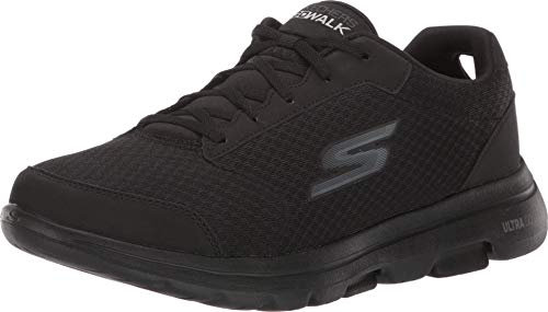 Skechers Herren Gowalk 5 Qualify – Sportlicher Netz-schnürschuh, Laufschuh, Sneaker, Black, 44 EU X-Weit