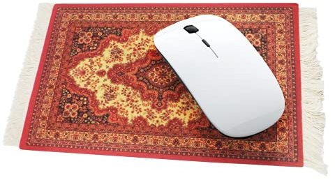 Wisam Teppich Mauspad aus Textilgewebe, 27x18cm, Orientteppich Perserteppich in Rot, Mini Teppich, Computer Zubehör für den Schreibtisch