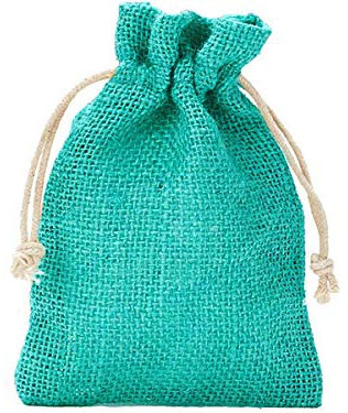 | 3 Jutesäckchen - 50x40 cm - 100% Jute, Geschenkbeutel, Dekoration, Aufbewahrung, Winter-Topfschutz (Türkis)