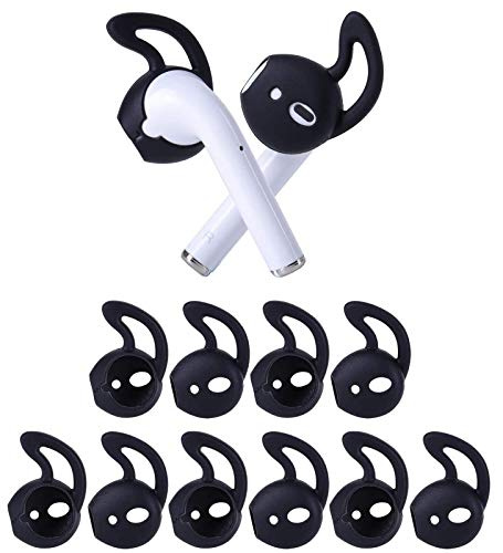 OneCut Silikon-Ohrstöpsel, kompatibel mit AirPods 1 und 2, weiche Anti-Rutsch-Sport-Ohrstöpsel, Anti-Drop-Ohrbügel, Gel-Kopfhörer, Schutzzubehör, Tipps (schwarz), 5 Paar
