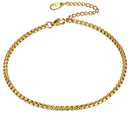 ChainsHouse vergoldet Ankerkette Frauen Fußkette edelstahl Erbskette mit Schmuckbox für Frauen und Männer