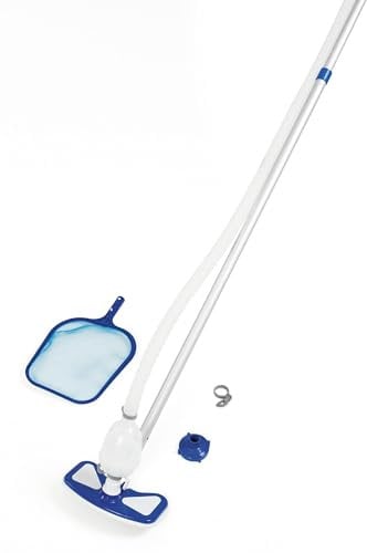 Bestway Flowclear™ AquaClean - Kit básico para Piscina con aspiradora y Red para Piscina, Color Blanco