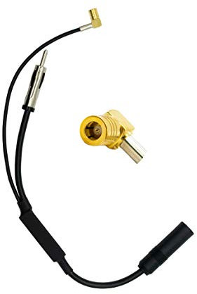 Vecys Universal Auto DAB Splitter SMB zu DIN Stecker Adapter FM/AM Funkverstärker 12V Aktiv AM FM DAB Antennensplitter RG174 Kabelsignal Splitter Kompatibel mit DAB + DAB Auto Antenne Pioneer JVC