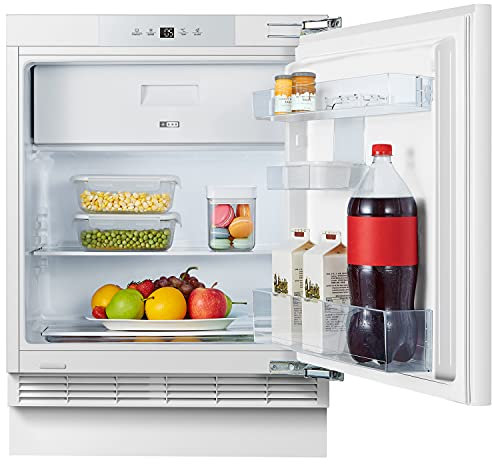PKM Unterbau Kühlschrank mit Gefrierfach KS117.4EUB | Festtür | Höhe 82cm | Weiß | 121 Liter Nutzinhalt | Geräuscharm: 39 dB/A