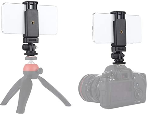 Hensych Adaptador de Montaje de trípode para Zapata fría de Rosca de 1/4 Pulgadas con Abrazadera para teléfono Compatible con la mayoría de teléfonos móviles (5.8-8.5 cm de Ancho)
