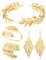 Finrezio Griechische Göttin Kostüm Zubehör Set für Frauen Blatt Stirnband Spule Oberarm Armband Ohrhänger für Hochzeit Toga Party