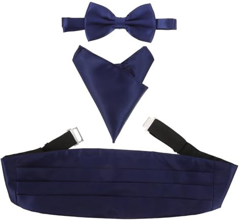 jojofuny Herren Kummerbund 3 Stück Blau Polyester für Party