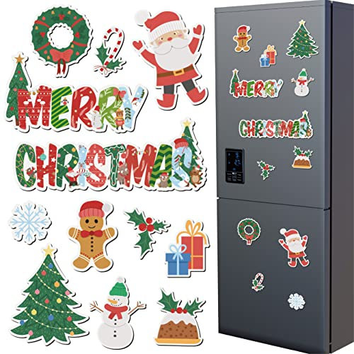 12 Stück Weihnachts-Kühlschrankmagnete, magnetische Aufkleber für Kühlschrank, Auto, Feiertage, magnetische Aufkleber, Weihnachtsmann, Schneemann, Eingangsbereich, Innenbereich (lebendiger Stil)
