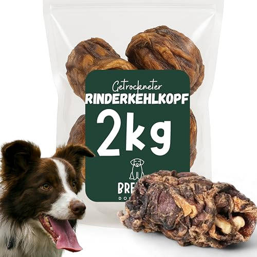 BREERs Getrocknete Rinderkehlköpfe für Hunde 2 Kg aus eigener Deutscher Herstellung, Kauartikel für Groß & Klein