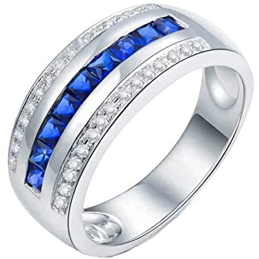 Epinki Verlobungsring Weißgold Au750 18 Karat, Echter Schmuck Partnerringe Eheringe Diamantring Saphir 1ct Ewigkeitsring Frau Ringe mit Diamant Gr.47 (15.0)
