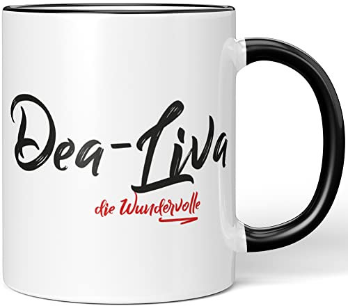 JUNIWORDS Tasse, DEA-Liva, die Wundervolle, Schwarz (5224033)