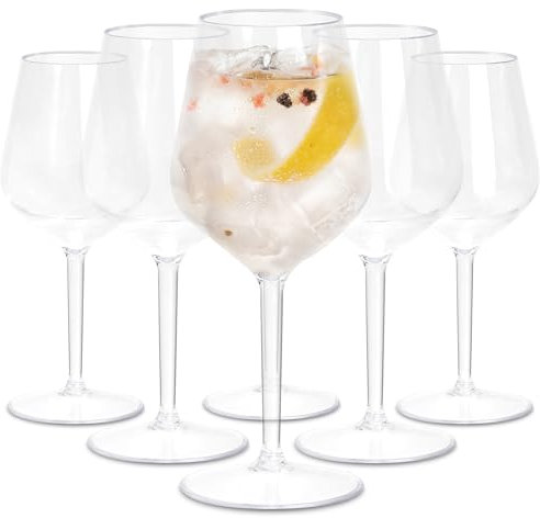 TUNDRA - 6er Set Kunststoff Weingläser, Aperol Spritz Gläser | EVENT 33 cl. | Camping Weingläser aus Tritan (Hartplastik), Unzerbrechlich, Spülmaschinenfest, BPA-Frei - Ideal für: Party, Camping