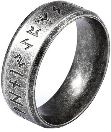VELESAY Acciaio Inossidabile Uomo Anello Vintage Gotico Vichingo Anello Viking Rune Anello Nordico Vichingo Anello Rock Biker Punk Anello