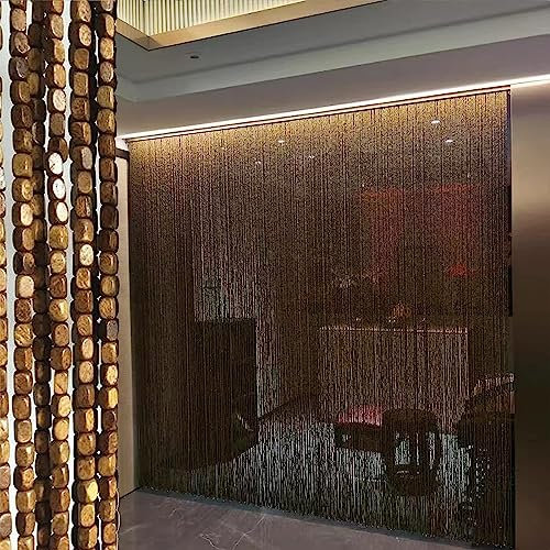 Tenda Antimosche per Porta Esterna 120x230, Tenda con Perline In Legno Naturale e Bambù, Pannelli Divisori per Interni Decorativi Tende, Tende a Fili per Esterno per Esterno e Interna ( Color : Caffè