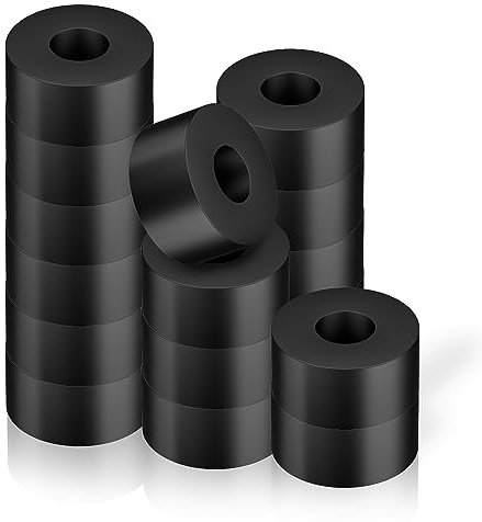 16st Gummi Unterlegscheiben, 2,5cm Außendurchmesser 1cm Innendurchmesser 1,2cm Dicke Gummi Abstandshalter Vibrationsdämpfungspads für Heim Autozubehör, Schwarz