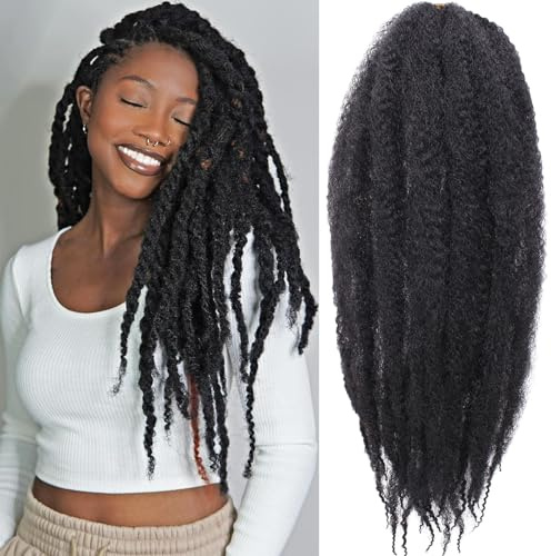 Samtress 18 Pouces Marley Cheveux Tressés 8 Packs pour Faux Locs Afro Twist - Extensions Synthétiques Crochet (Noir)