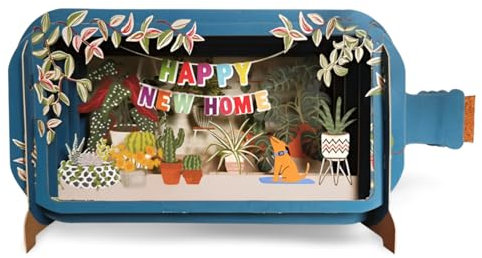 Message in A Bottle Happy New Home Botanical Greeting Card by Alljoy Cards MIB202