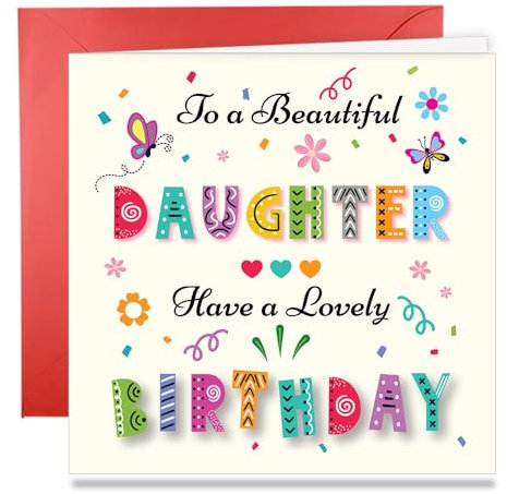 Papa Prints Geburtstagskarte Tochter Geburtstagskarten für Frauen Besondere Tochter Geburtstagskarte für Sie (145 x 150 mm) Tochter Geburtstagskarten Weiblich Erwachsene Kinder mit Umschlag