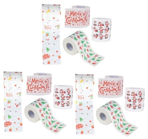 SOLUSTRE 12 Rollen Papierserviette Toilettenpapier Weihnachtsschmuck Druckt Lustiges Toilettenpapier Serviettenpapier Weihnachtsdekoration Taschentuch Klopapierhalterung Zellstoff Schüttgut