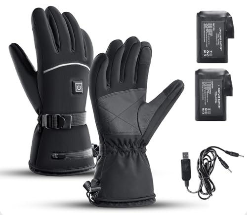 GOXAEEE Beheizbare Handschuhe für Herren und Damen Mit 4000-mAh-Akku, 3 Heizeinstellungen, Touchscreen Wärmende für Motorrad, Skifahren