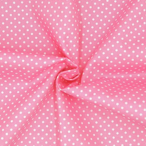 Stoff 100% Baumwolle Punkte Rosa 2mm klein Baumwollstoff Meterware Popeline, ab 0,5 Meter