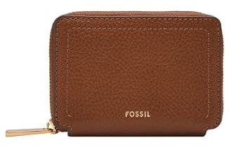 Fossil Damen Logan LiteHide™ Leder RFID Blocking Zip Around Card Case Wallet, Mittelbraun (Modell: SL10045200), Braun, Einheitsgröße
