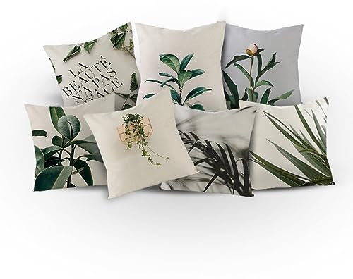 CEVAN Leinen Wandteppich Anime Wandtuch Länglich Anlage Wandbehang Für Draußen Wandtuche Grün Kissenbezüge Sofa Dekor 45x45cm, 7Pcs