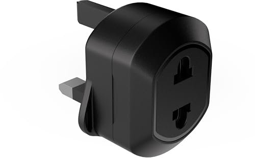 STORESOLOGY European to UK Plug Adaptor with 5A Fuse, 250V Max - Compact Shaver Plug Adaptor UK for Bathroom, Travel, Shaving - EU to UK Plug Adapter, USA to UK Plug Adapter - 2 Pin to 3 Pin Socket