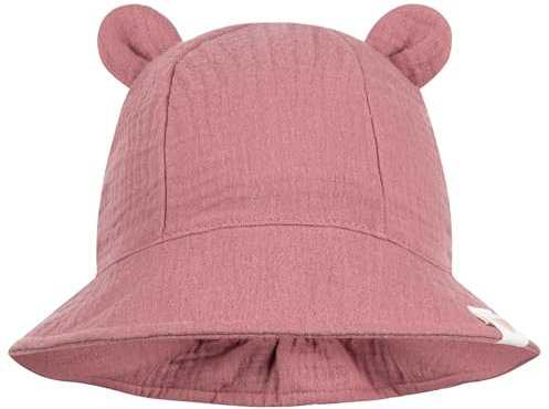 Smarilla Sommerhut Sommermütze Kinderhut Fischerhut Junge Mädchen Babymütze Musselin, Größe: 50-52, Farbe: Bordeaux