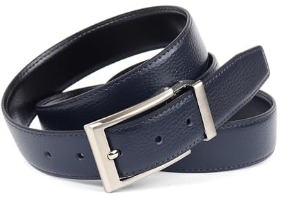 Anthoni Crown Herren Leder Wendegürtel Gürtel, Schwarz-Dunkelblau, 120