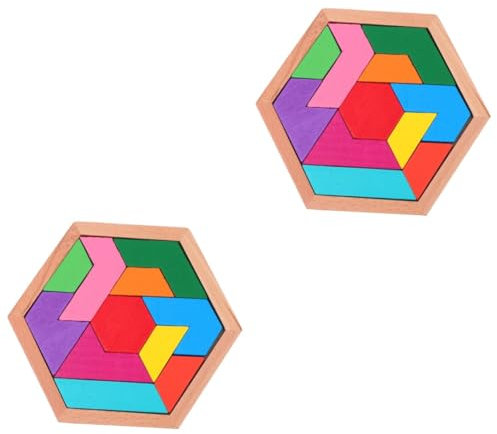 BESTonZON 2 Sätze Puzzle-Bausteine Tangram Kinder Puzzle Woody Puzzle Kinder Denkspiel Kinder laubsäge Spielzeug klassisch Blöcke Außerirdischer Umweltfreundliche Farbe auf Wasserbasis